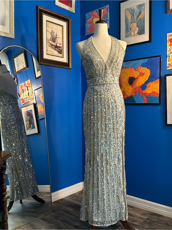 Mac Duggal Dresses & Skirts - Mac Duggal 5759 Silver Nude Beaded Sequin Evening Gown Size 4 NWT Formal Dress